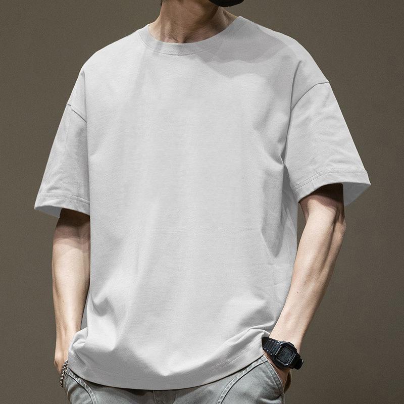 Cotton Heavy Fashion Korean Loose Boys Half Sleeve T-shirt