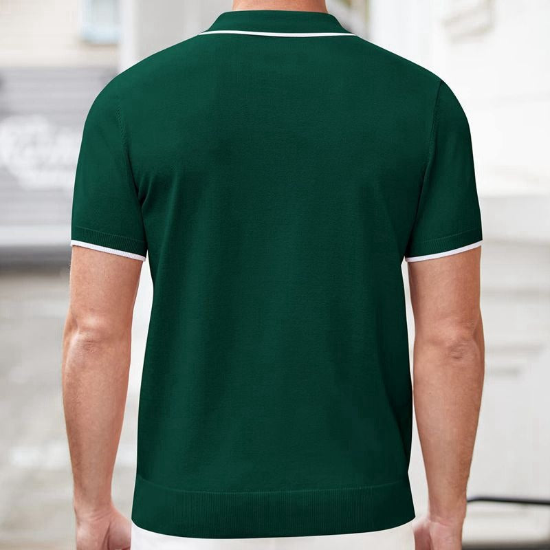 Summer New Zipper Knitwear Casual Business Polo Shirt