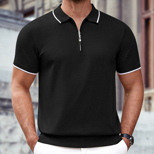 Summer New Zipper Knitwear Casual Business Polo Shirt