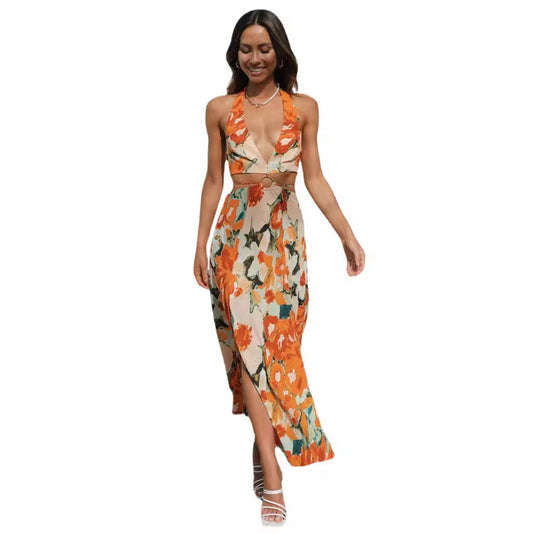 Women's Clothing Halter Backless Hem Dress