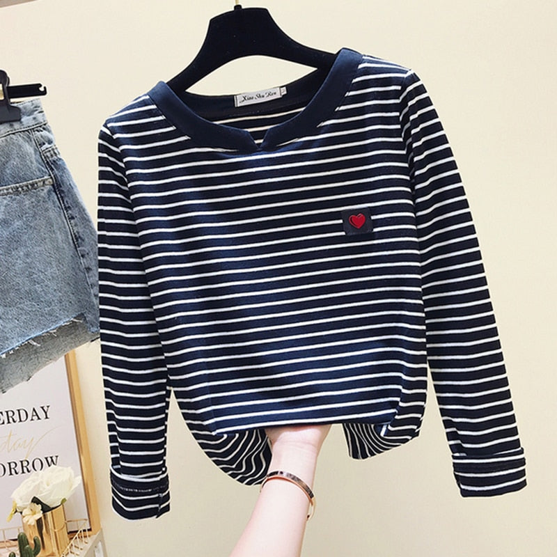 Women T-Shirt Long Sleeve Korean Style Slim Basic Cotton Tshirt Top Womens Clothing Autumn Winter T Shirt Femme