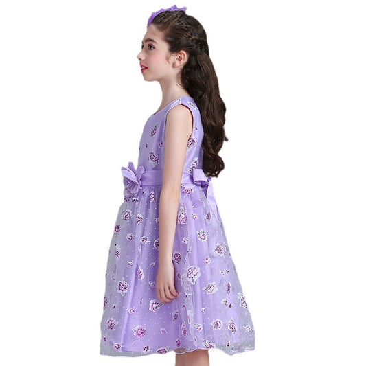 Girls' Digital Print Tank Top Puffy Dress