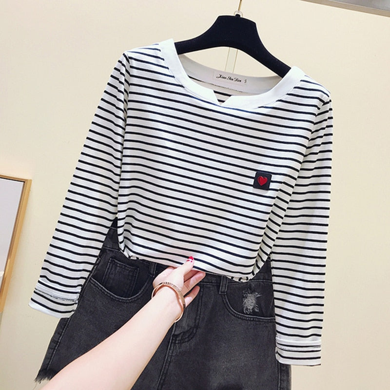 Women T-Shirt Long Sleeve Korean Style Slim Basic Cotton Tshirt Top Womens Clothing Autumn Winter T Shirt Femme