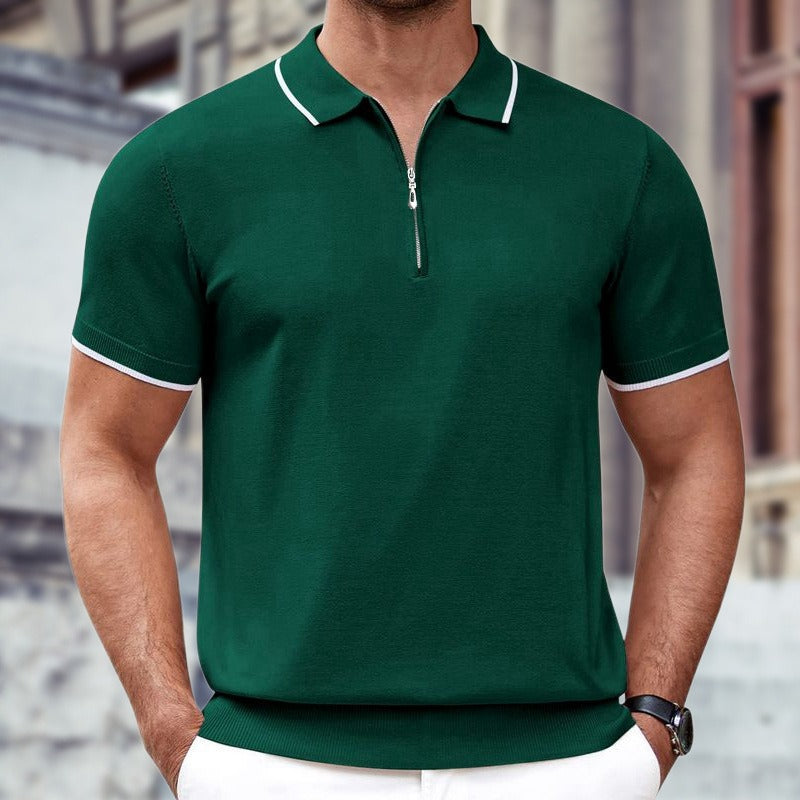 Summer New Zipper Knitwear Casual Business Polo Shirt