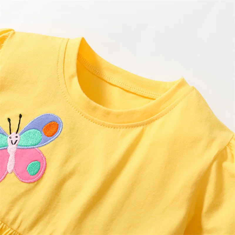 Jumping Meters 2-7 Years Summer Princess Baby Girls Dresses Dots Ice Cream Applique Party Birthday Kids Short Sleeve Frocks