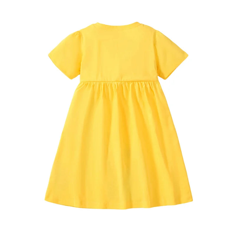 Jumping Meters 2-7 Years Summer Princess Baby Girls Dresses Dots Ice Cream Applique Party Birthday Kids Short Sleeve Frocks