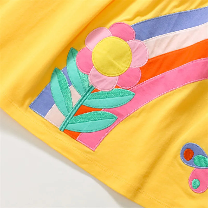 Jumping Meters 2-7 Years Summer Princess Baby Girls Dresses Dots Ice Cream Applique Party Birthday Kids Short Sleeve Frocks