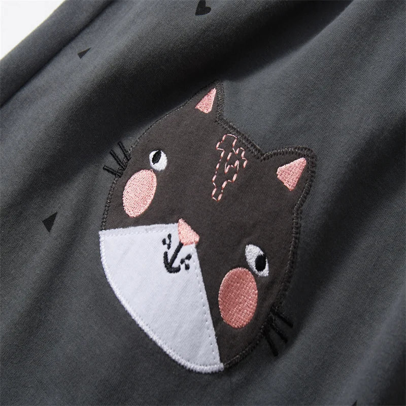 Jumping Meters 2-7 Years Summer Princess Baby Girls Dresses Striped Animals Applique Party Birthday Kids Short Sleeve Frocks