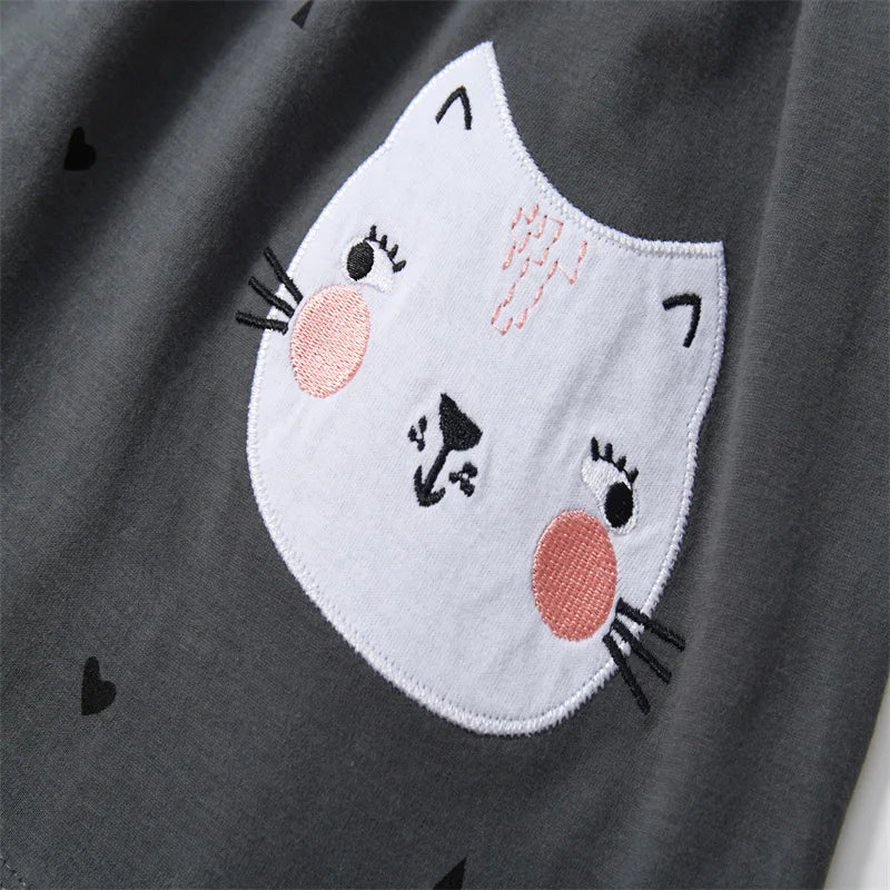 Jumping Meters 2-7 Years Summer Princess Baby Girls Dresses Striped Animals Applique Party Birthday Kids Short Sleeve Frocks