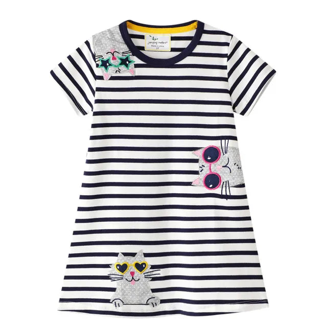 Jumping Meters Princess Baby Dresses With Giraffe Applique Cute Summer Girls Party Dress Fashion Children's Clothes Hot Selling
