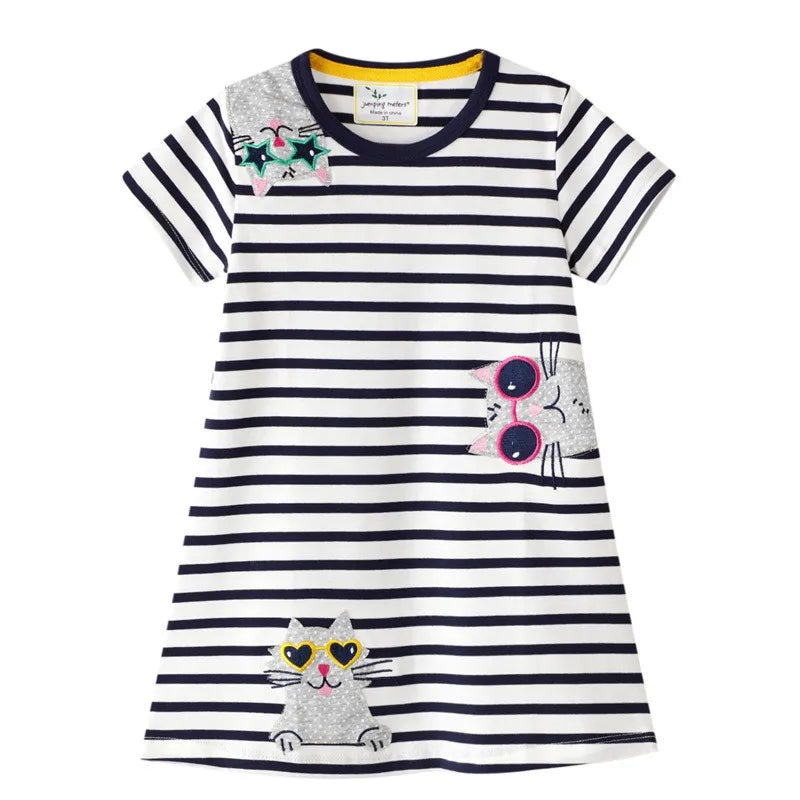 Jumping Meters Princess Baby Dresses With Giraffe Applique Cute Summer Girls Party Dress Fashion Children's Clothes Hot Selling