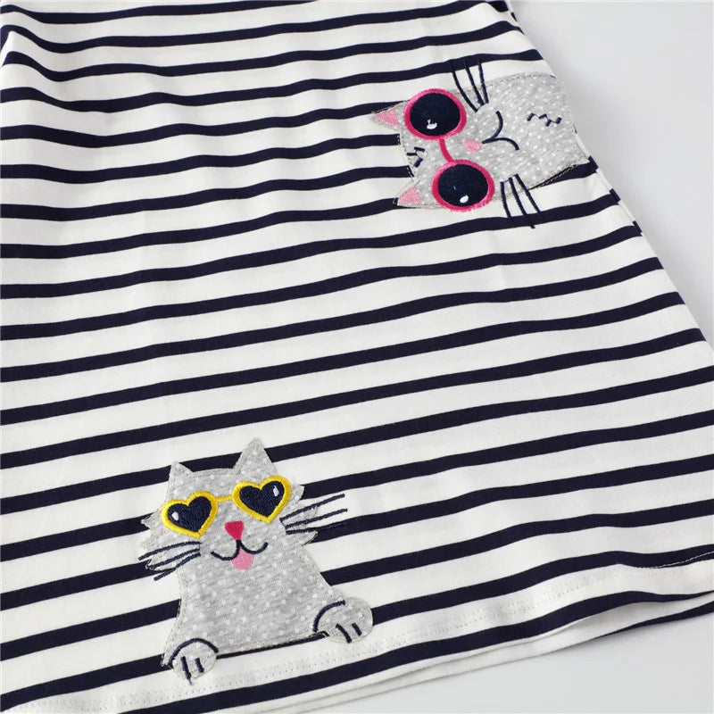 Jumping Meters Princess Baby Dresses With Giraffe Applique Cute Summer Girls Party Dress Fashion Children's Clothes Hot Selling