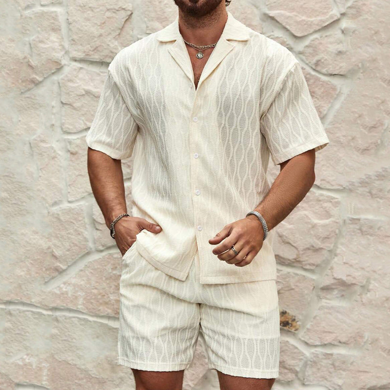 Men Tracksuits Summer Fashion Solid Loose Casual Two Pieces Set