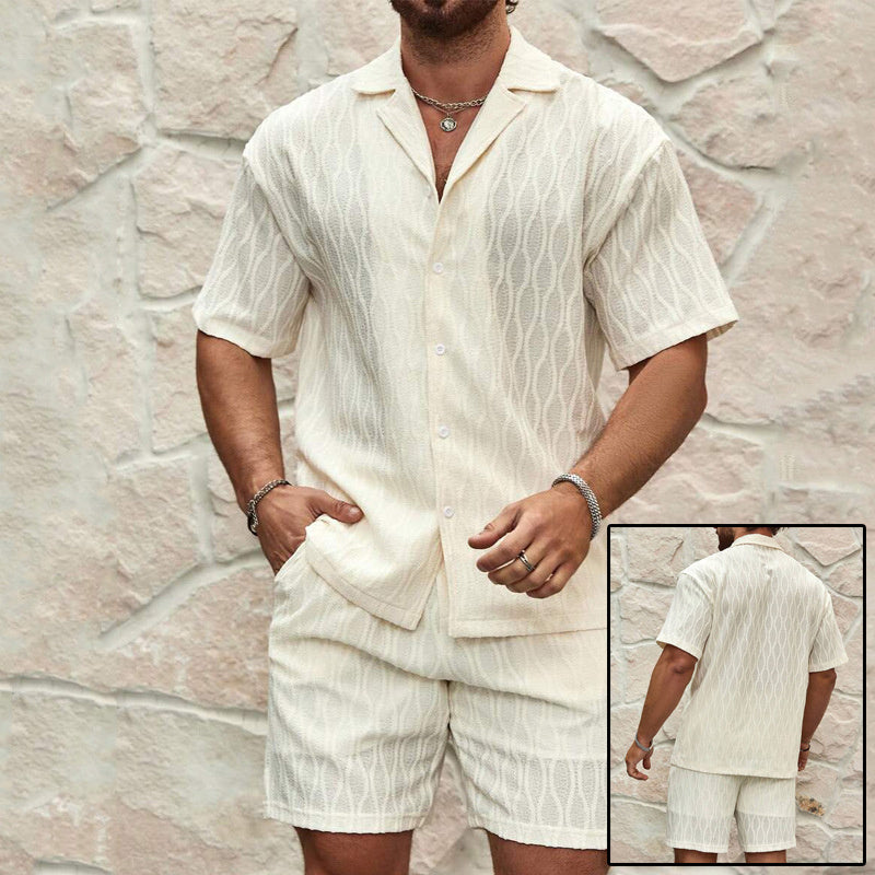 Men Tracksuits Summer Fashion Solid Loose Casual Two Pieces Set