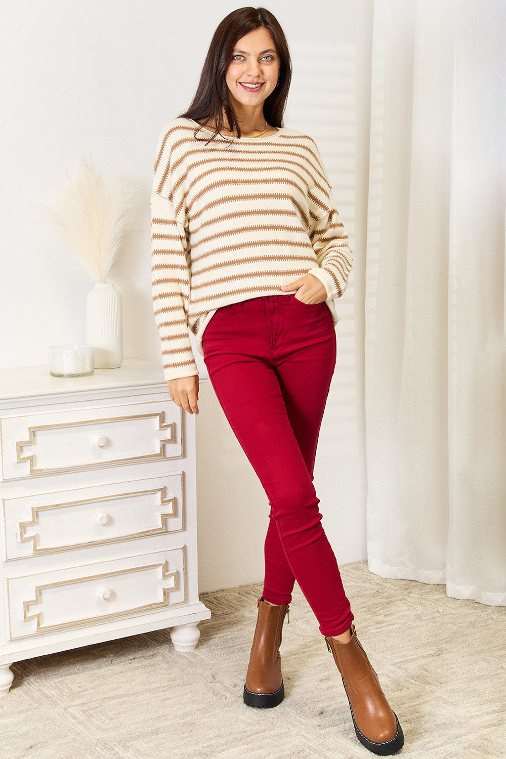 Striped Boat Neck Sweater