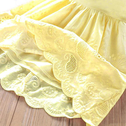 Girls' Dress, Cotton Embroidered Skirt, Ruffled Round Neck Tank Top Skirt