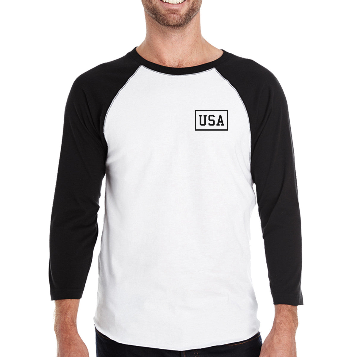 Mini USA Simple Design 4th of July Decorative Baseball Tee for Men