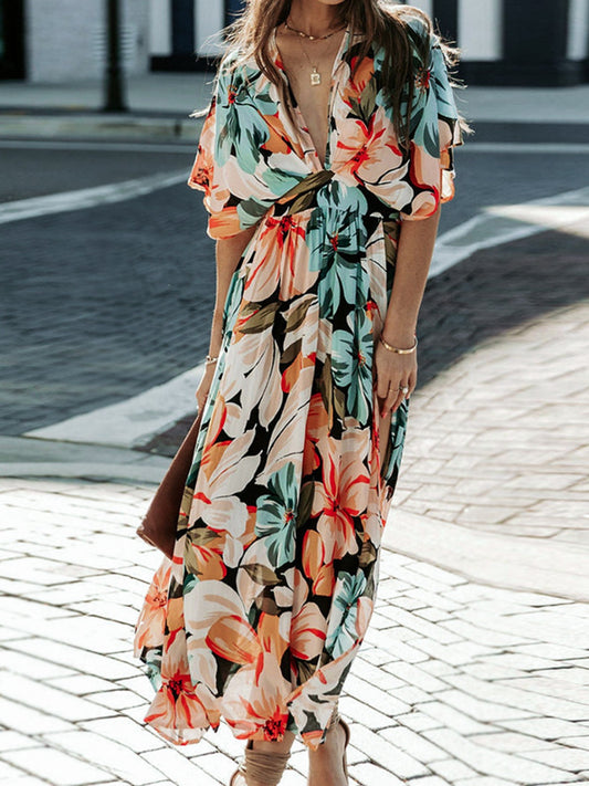 Short Sleeve Floral Dress 