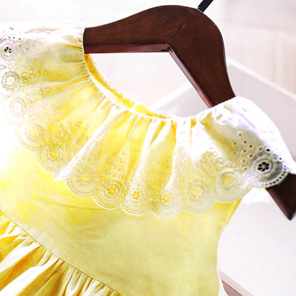 Girls' Dress, Cotton Embroidered Skirt, Ruffled Round Neck Tank Top Skirt