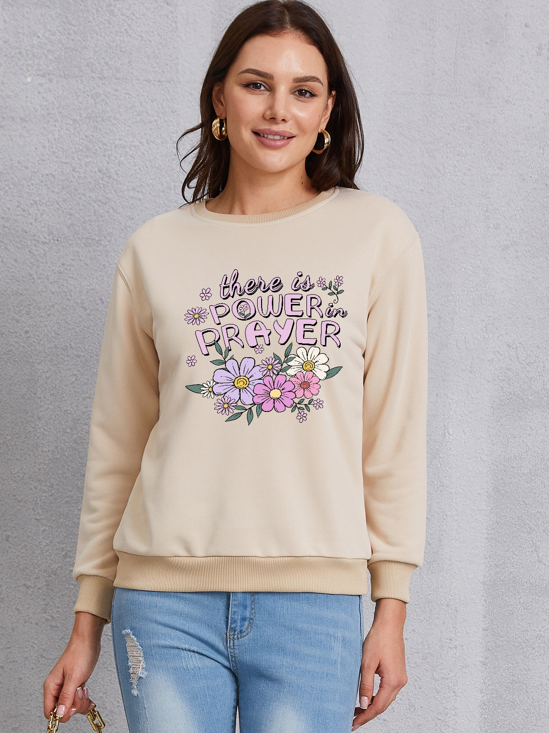 THERE IS POWER PRAYER Round Neck Sweatshirt