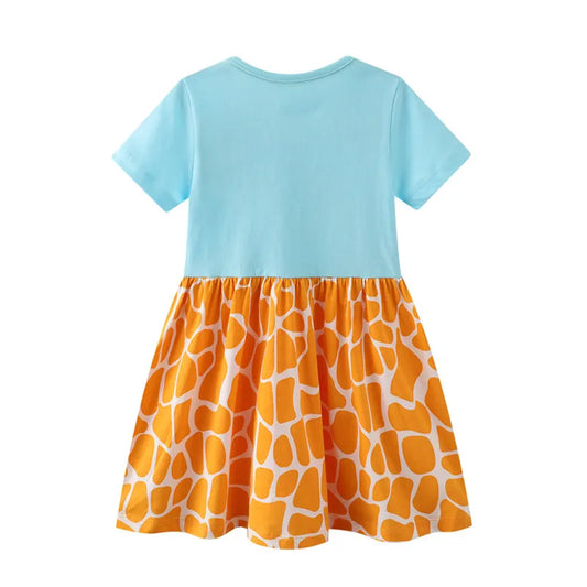 Jumping Meters Princess Baby Dresses With Giraffe Applique Cute Summer Girls Party Dress Fashion Children's Clothes Hot Selling