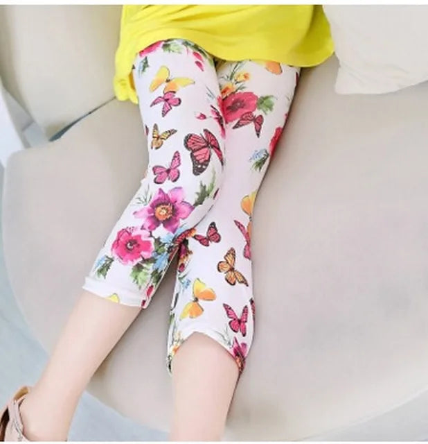 Kids Girls Leggings Spring Summer Flower Printed Children Trousers Girl Casual Skinny Pants 2021 Cute Toddler Leggings