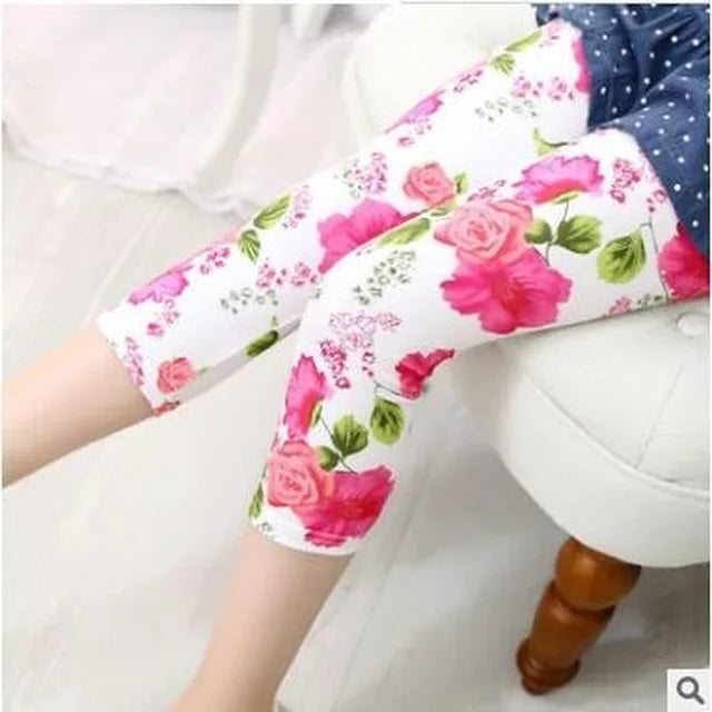 Kids Girls Leggings Spring Summer Flower Printed Children Trousers Girl Casual Skinny Pants 2021 Cute Toddler Leggings