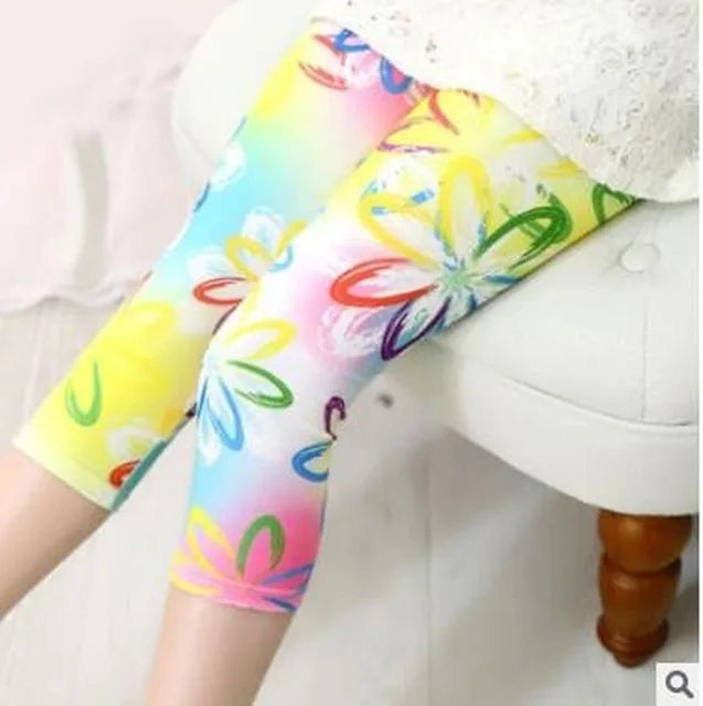 Kids Girls Leggings Spring Summer Flower Printed Children Trousers Girl Casual Skinny Pants 2021 Cute Toddler Leggings