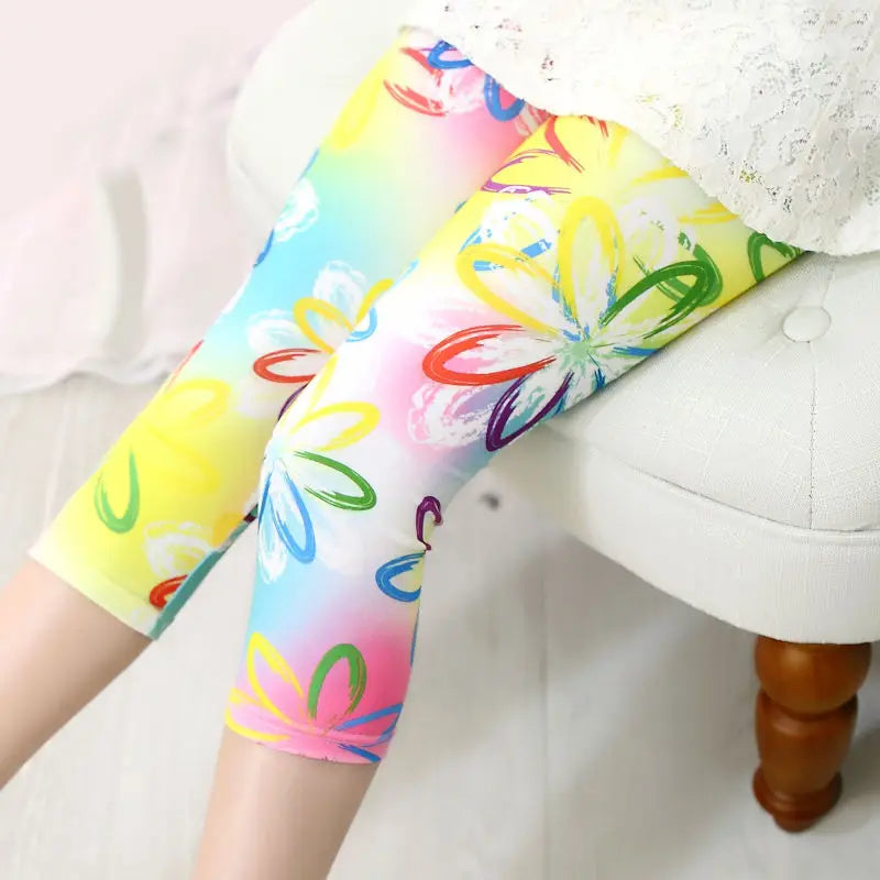 Kids Girls Leggings Spring Summer Flower Printed Children Trousers Girl Casual Skinny Pants 2021 Cute Toddler Leggings