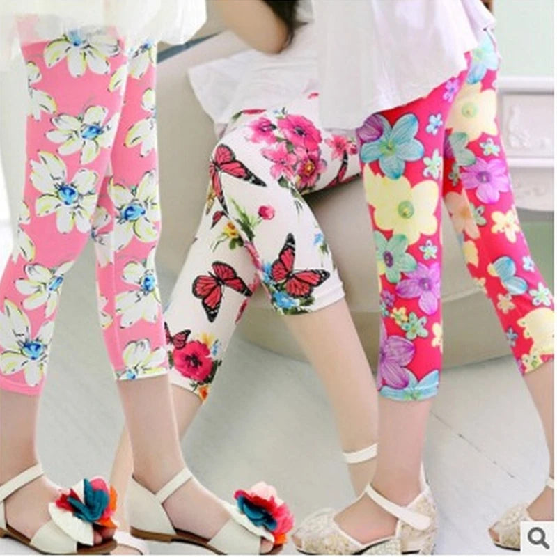 Kids Girls Leggings Spring Summer Flower Printed Children Trousers Girl Casual Skinny Pants 2021 Cute Toddler Leggings