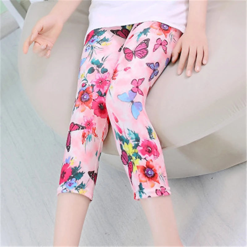 Kids Girls Leggings Spring Summer Flower Printed Children Trousers Girl Casual Skinny Pants 2021 Cute Toddler Leggings