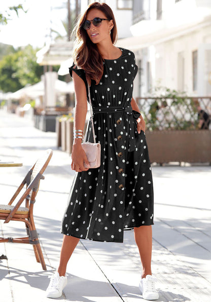 Polka Dot Breasted Casual Dress