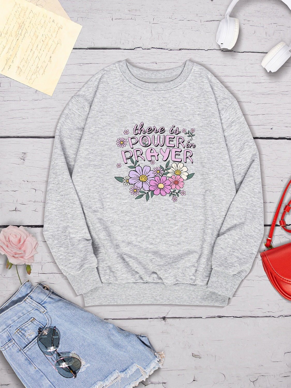 THERE IS POWER PRAYER Round Neck Sweatshirt