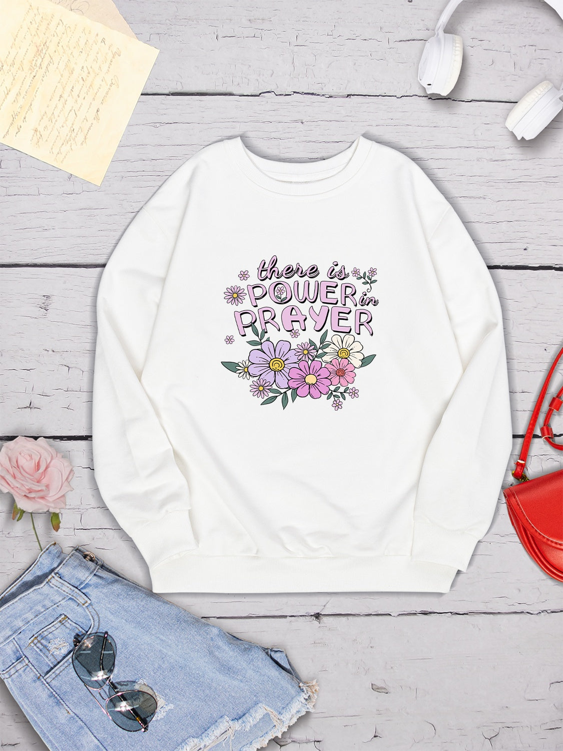 THERE IS POWER PRAYER Round Neck Sweatshirt